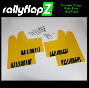 LANCER EVO 5 & 6 (1998-2001)-  YELLOW MUDFLAPS (Logo Black)