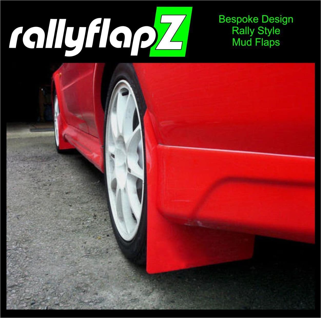 LANCER EVO 5 & 6 & x28;19982001& x29; RED MUDFLAPS & x28;Logo White& x29;