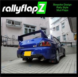 LANCER EVO 7, 8 & 9 (2001-2007)-  BLACK MUDFLAPS (Logo Anthracite, Red & Orange)