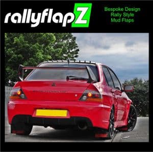 LANCER EVO 7, 8 & 9 (2001-2007)-  BLACK MUDFLAPS (Logo Red)