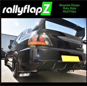 LANCER EVO 7, 8 & 9 (2001-2007)-  BLACK MUDFLAPS (Logo White)