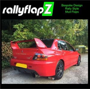 LANCER EVO 7, 8 & 9 (2001-2007)-  BLACK MUDFLAPS (Logo White, Red & Orange)
