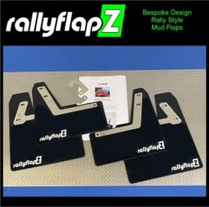 LANCER EVO 7, 8 & 9 (2001-2007)-  BLACK MUDFLAPS (rallyflapZ Logo White)