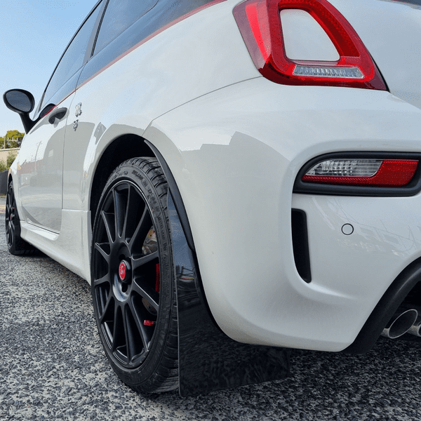 rallyflapZ | Mud Flaps to fit ABARTH 500, 595, 695 2008+ BLACK (All Options)