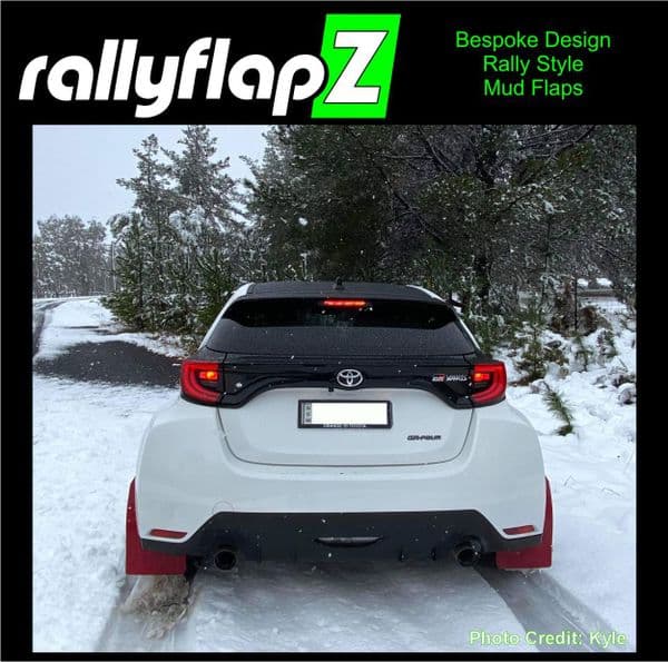 rallyflapZ Rally Style Mud Flaps TOYOTA GR YARIS, GR4 2020+ RED   (All Options)