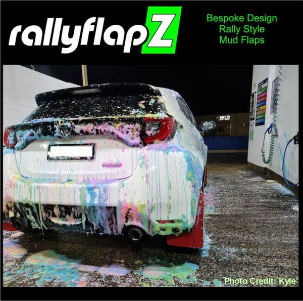 rallyflapZ Rally Style Mud Flaps TOYOTA GR YARIS, GR4 2020+ RED   (All Options)