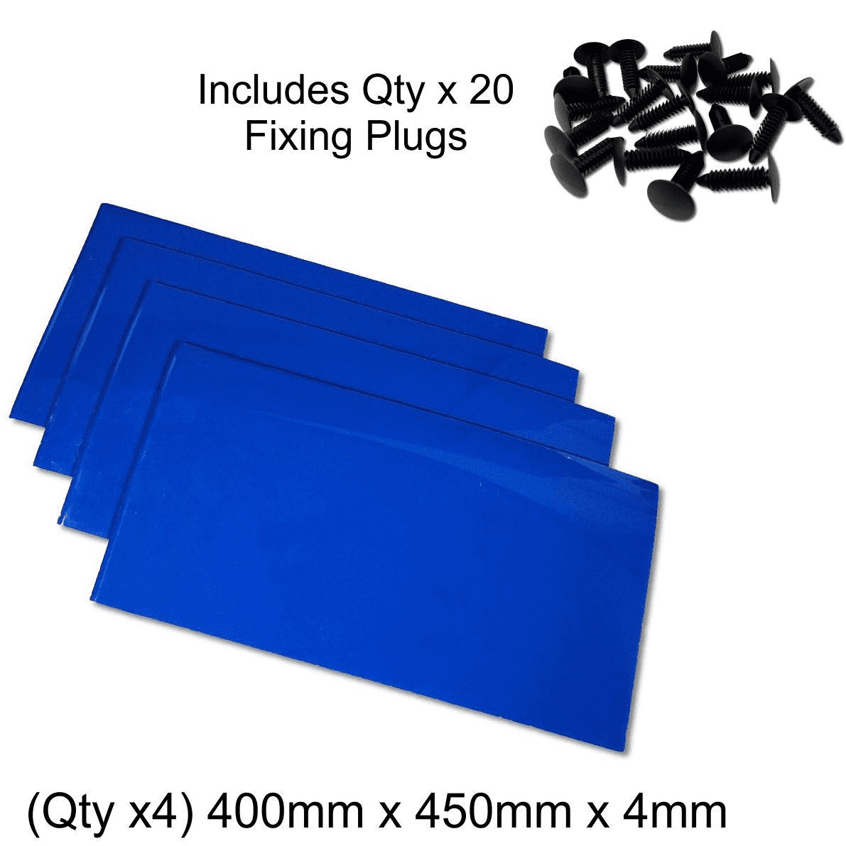 Universal Mudflap Material - BLUE 4mm x 400mm x 450mm Qty 4