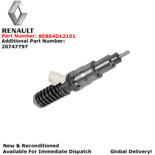 BEBE4D12101 RECONDITIONED DELPHI DIESEL INJECTOR 20747797 - BEBE4D12101