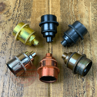 10mm E27 Bulb Holders + 1 Shade Ring Brass, Antique Brass, Copper, Old English, Bronze, Nickel
