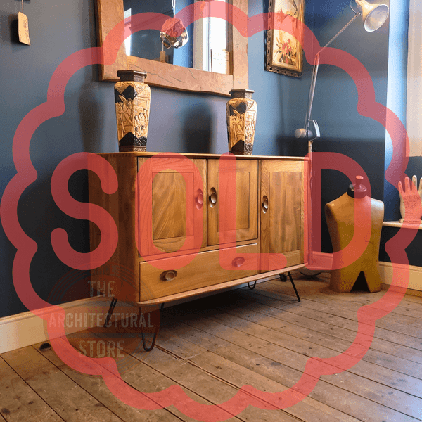 3 Door Ercol Sideboard With Black Hairpin Legs