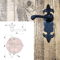 Antique Black Sprung Door Lever Handle On Fleur De  Lys  Backplate