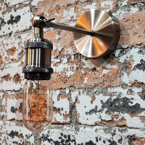 Antique Brass Adjustable E27 Wall Light 200mm
