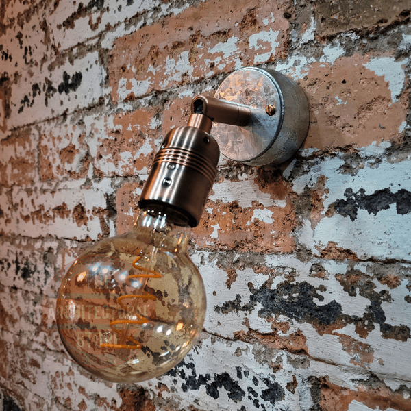 Antique Copper Industrial E27 Swivel Wall Light