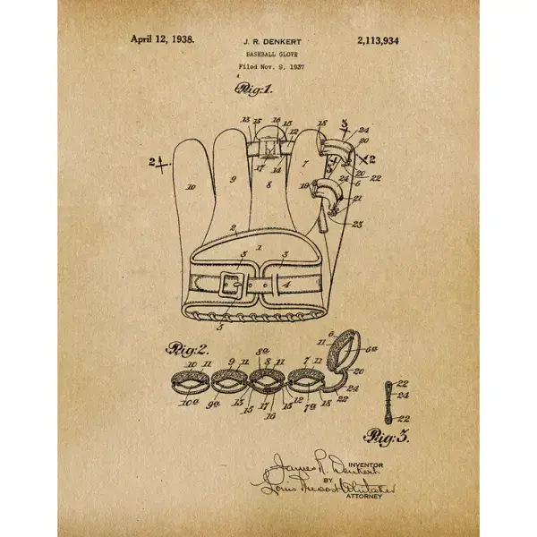 Baseball Glove 1924 Patent