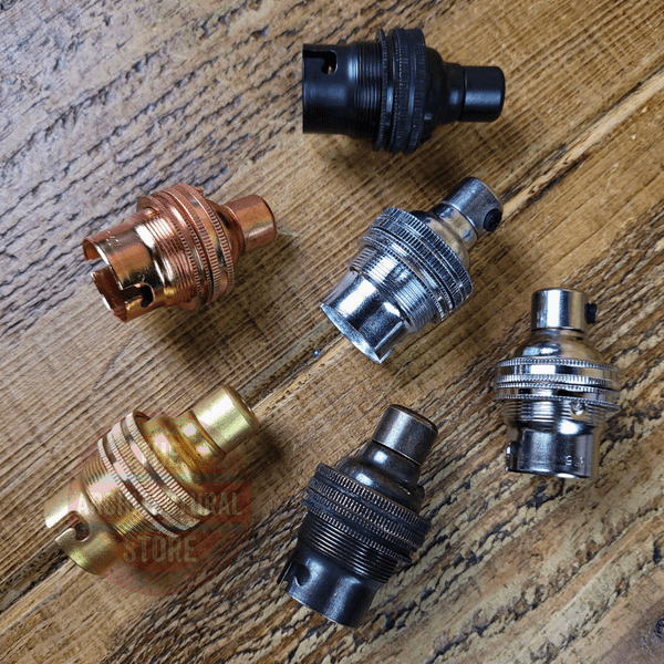 Bayonet Bulb Holders Antique Brass, Nickel, Chrome, Bronze, Copper