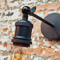 Black Adjustable E27 Wall Light 200mm