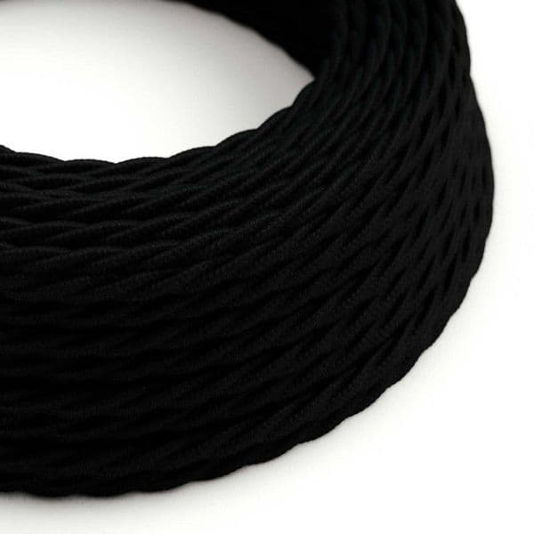 Black Cotton Twisted 3 Core Electrical Cable