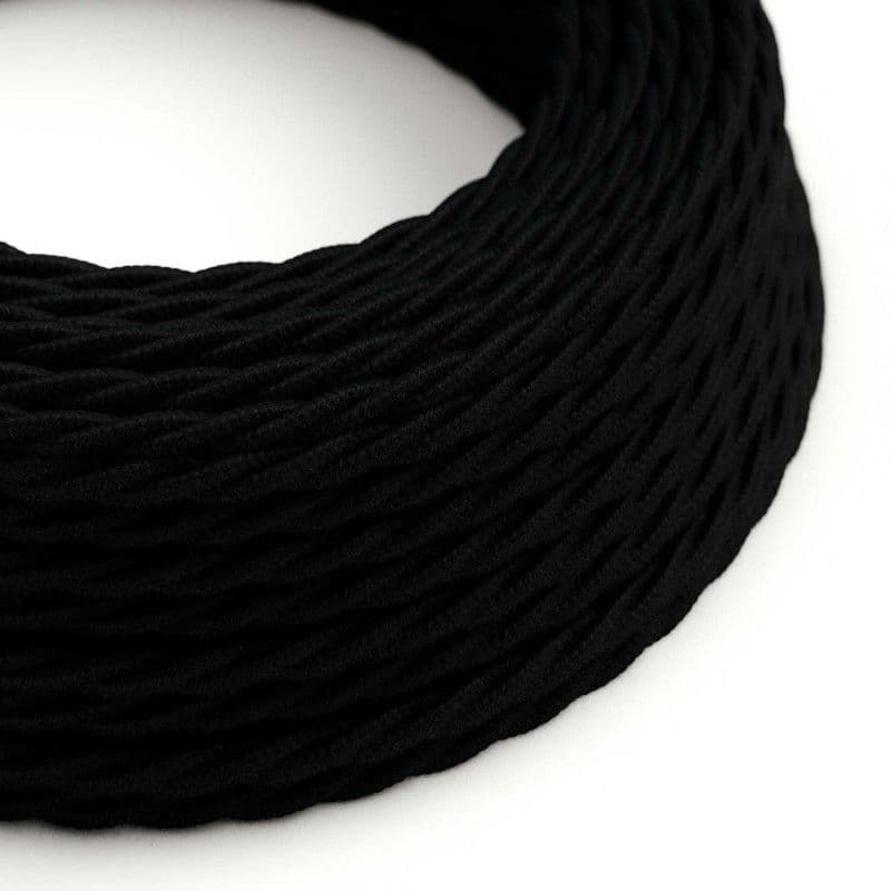 Black Cotton Twisted 3 Core Electrical Cable