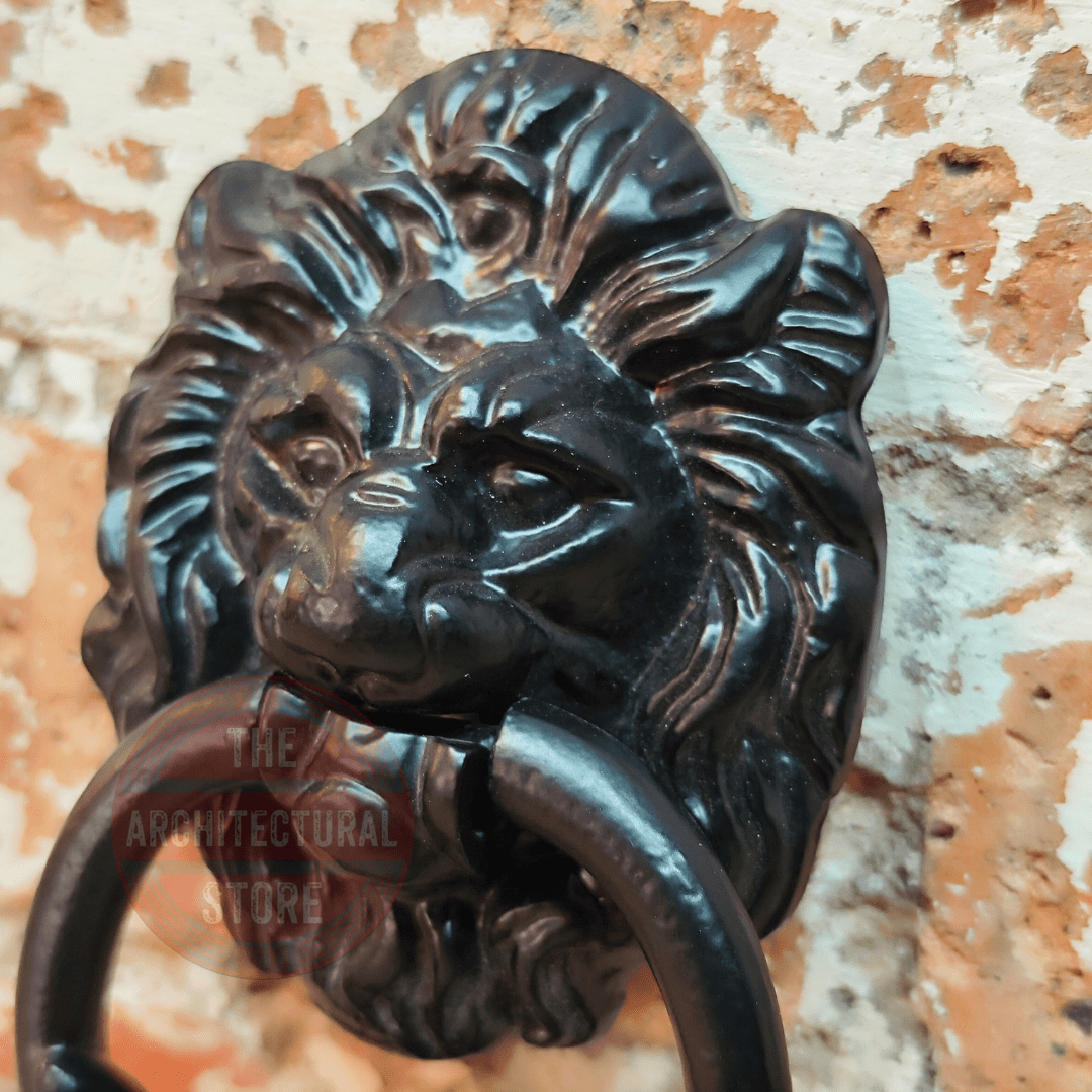 thumbnail image 2 of Medieval Lion Iron Door Knocker - Black 2 of 10