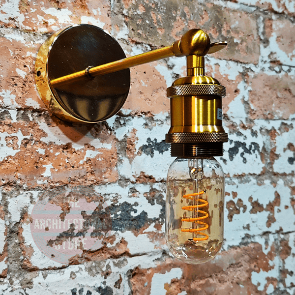 Brass Adjustable E27 Wall Light 200mm