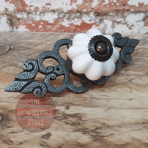 Ceramic Door Knob with a Filigree Back Plate