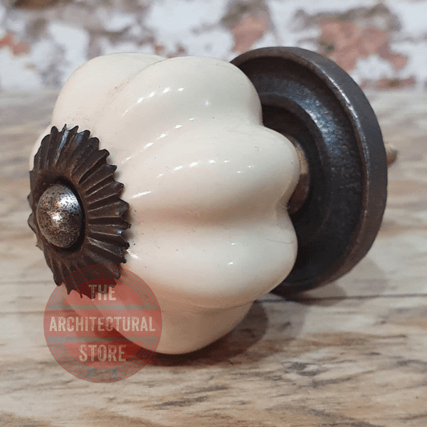 Ceramic Door Knob with an Antique Iron Back Plate