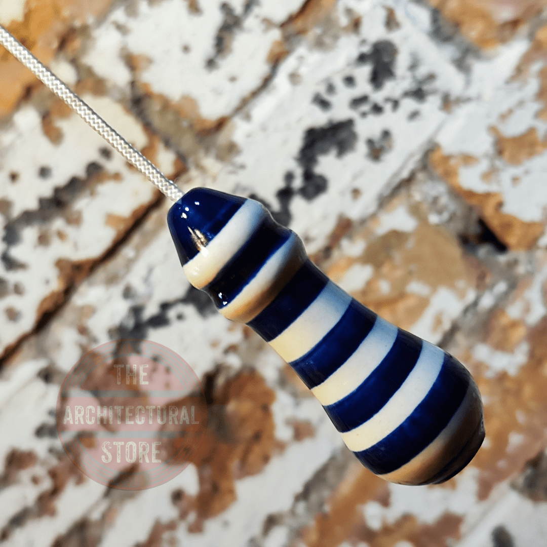 Ceramic Light Pull Blue & White Stripes