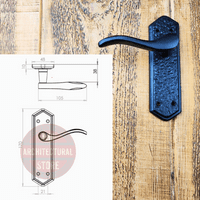 Classic Sprung Lever Door Handle On Antique Black Decorative Backplate