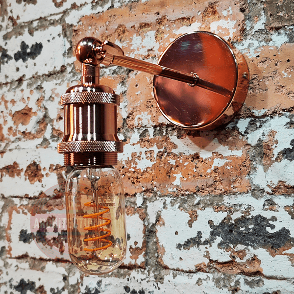 Copper Adjustable E27 Wall Light 200mm