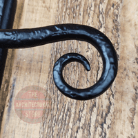 Curled Scroll Sprung Lever Door Handle On Antique Black  Lock Plate