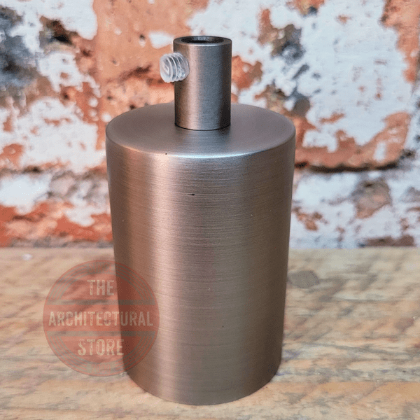 Cylindrical Brushed Titanium E27 Bulb Holder