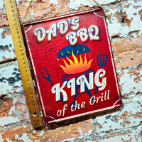 Dad's BBQ King Of The Grill Metal Sign