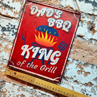 Dad's BBQ King Of The Grill Metal Sign