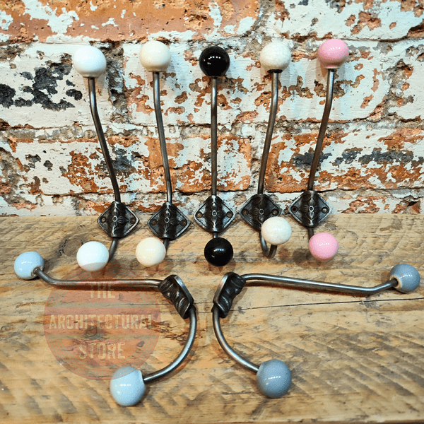 Double Ceramic Ball Coat Hook With Decorative Plate