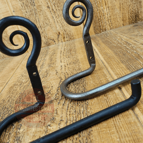 Hand Forged Curly Tail Toilet Roll Holders Beeswax & Antique Iron