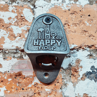Happy Hour Cast Iron Bottle Opener Wall Mounted