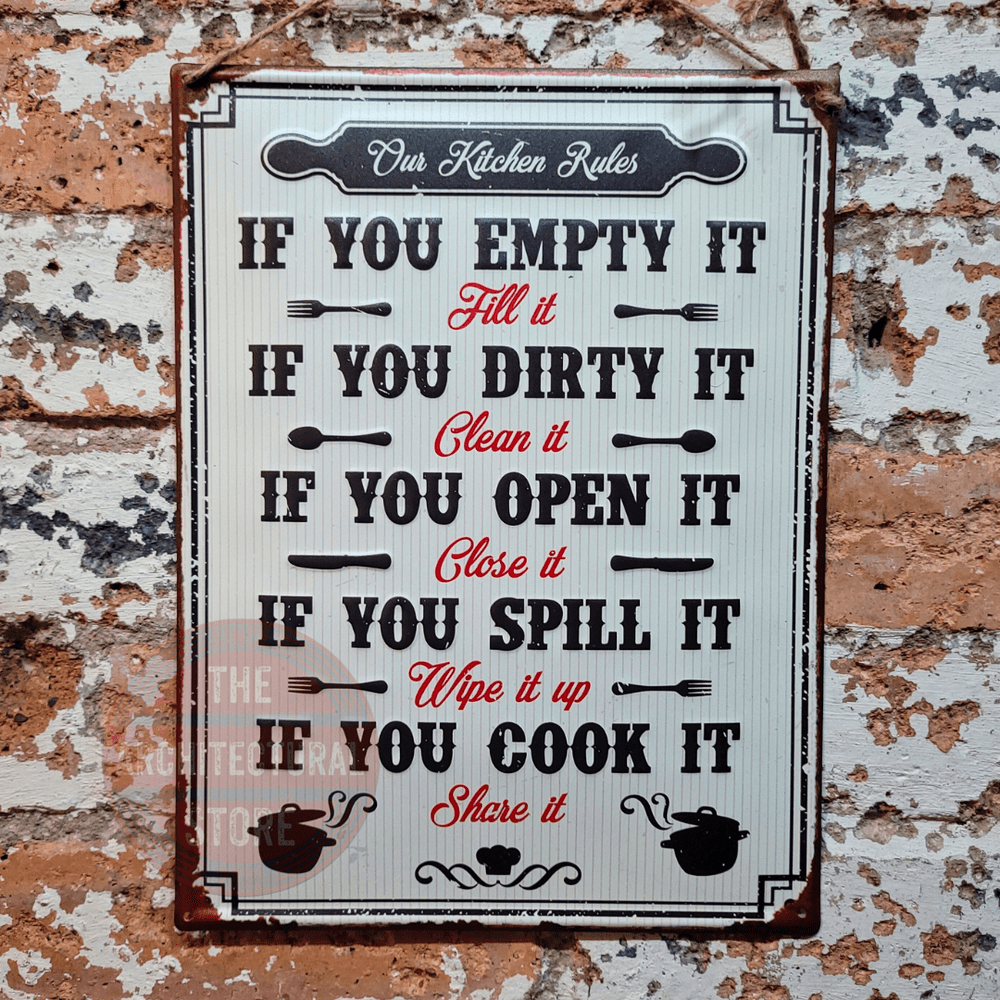 Kitchen Rules Metal Sign