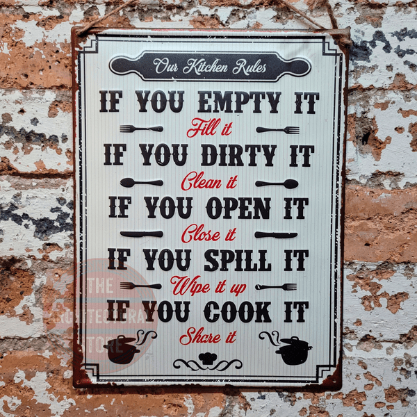 Kitchen Rules Metal Sign