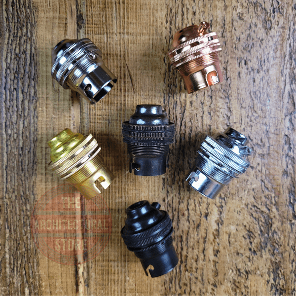 M10 Bayonet B22 Bulb Holders  Antique Brass, Nickel, Chrome, Bronze, Copper