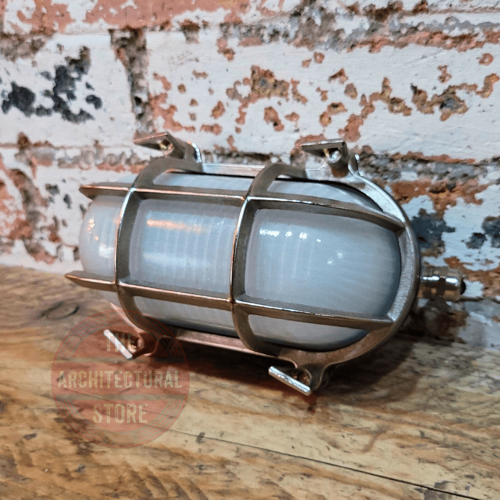 Nickel On Brass Outdoor Bulkhead Light