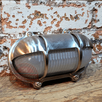 Nickel On Brass Outdoor Bulkhead Light With Cover