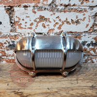 Nickel On Brass Outdoor Bulkhead Light With Cover