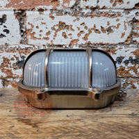 Nickel On Brass Outdoor Bulkhead Light With Cover