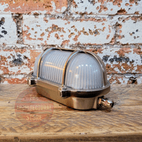 Nickel On Brass Outdoor Bulkhead Light With Cover