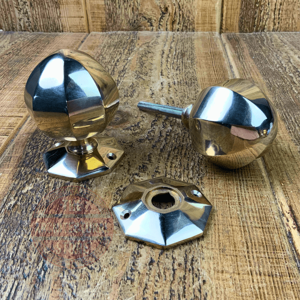 Octagonal Solid Brass Door Knob Set