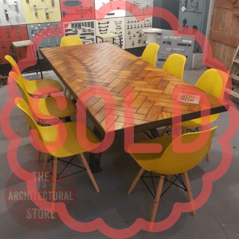 Parquet Table On Industrial Legs