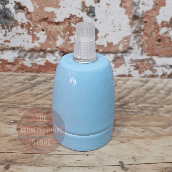 Porcelain E27 Bulb Holder Blue
