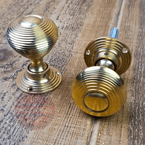 Solid Brass Beehive Door Knob Set