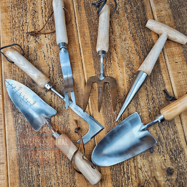 Traditional Wooden Handle Garden Tools Stainless Steel Dibber Hand Trowel Fork Transplanting Trowel