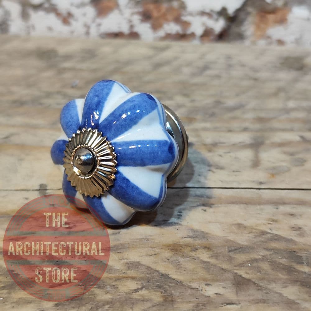 White & Blue Ceramic Knob Type 3